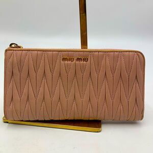 Miu Miu Pinky Beige Matelesse Leather Cameo Continental Long Wallet Preloved